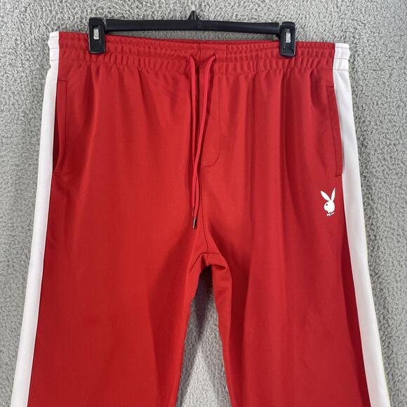 Vtg Playboy PacSun Track Pants Mens 2XL Red Side Stripe Athletic Bunny Logo - Picture 10 of 13